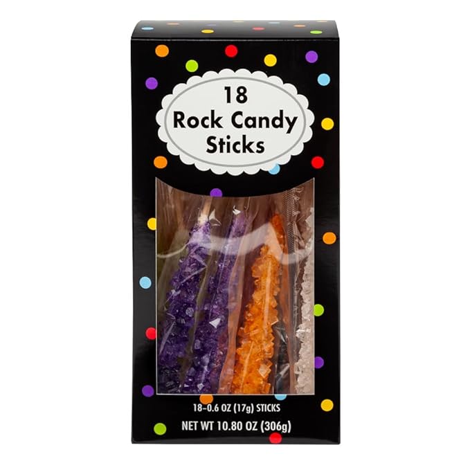 Amusemints Rock Candy Individually Wrapped Sticks (Assorted Flavors) - 18 PC Box - Colorful Hard Candy, Perfect for Parties, Gifting & Nostalgic Treats