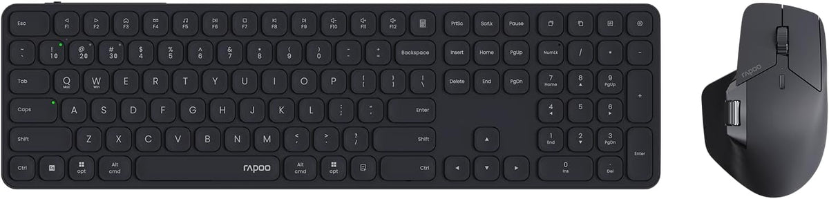 Rapoo 9560M Wireless Keyboard and Mouse Combo, Blade-Series E9550L 110-Key Ultra-Thin Keyboard and MT760SE Wireless Mouse, Support 4 Devices, Quiet, USB-C, Rechargeable, for Windows/Mac/Linux/Chrome