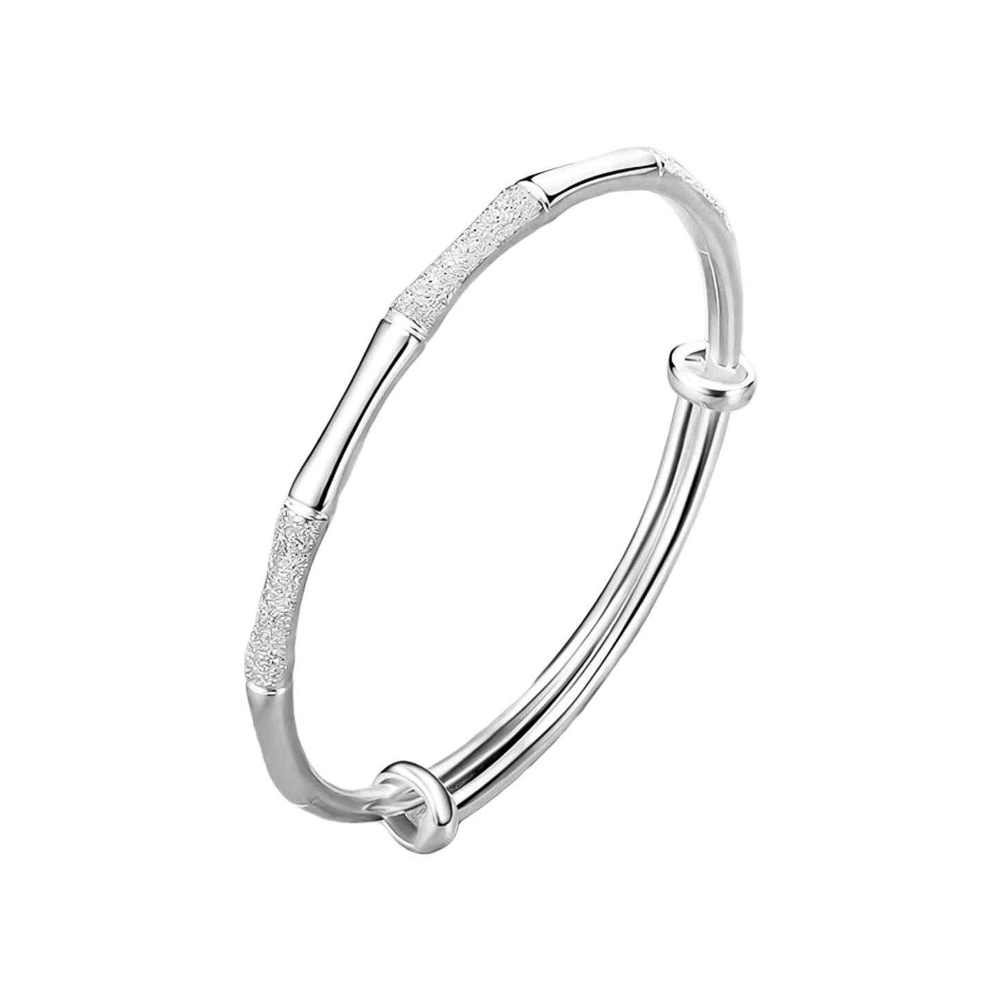 Handmade 925 Sterling Silver Bangle Braclets For Women High Polish Glitter Cuff Bracelets Dainty Bamboo Knot Bangle Bracelets Adjustable Bangle Bracelets For Women Minimalist Wrap Bangles Jewelry Gift