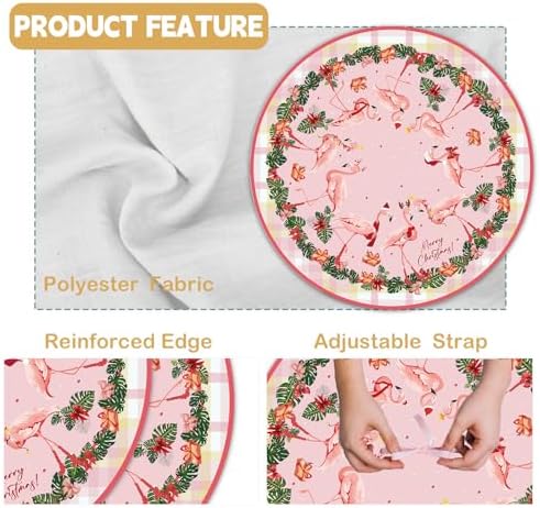Flamingo Christmas Tree Skirt Pink Tropical Xmas Tree Mat Flamingo Holiday Ornaments for Home Seasonal Festive Christmas Party Decor