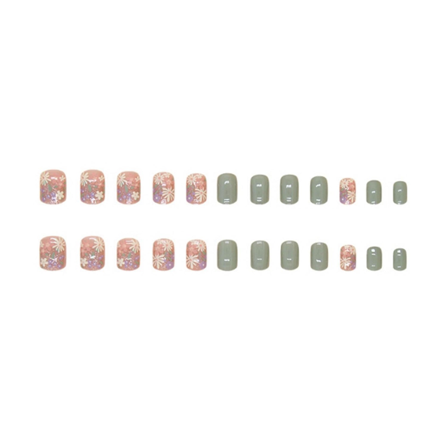 DANMANR Short Press on Nails Square French Fake Nails Full Cover Acrylic Bling False Nails for Women and Girls24PCS (Cat Eye)