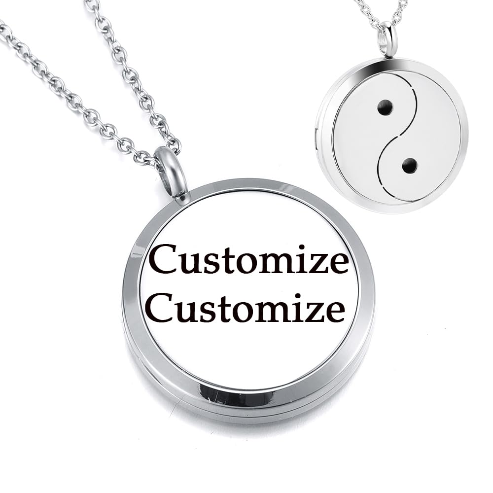 mingkejw Essential Oil Diffuser Necklace Aromatherapy Pendant Locket Jewelry Stainless Steel Perfume Necklace| 22’’ Adjustable Chain| 12 Refill Pads| Gift Box