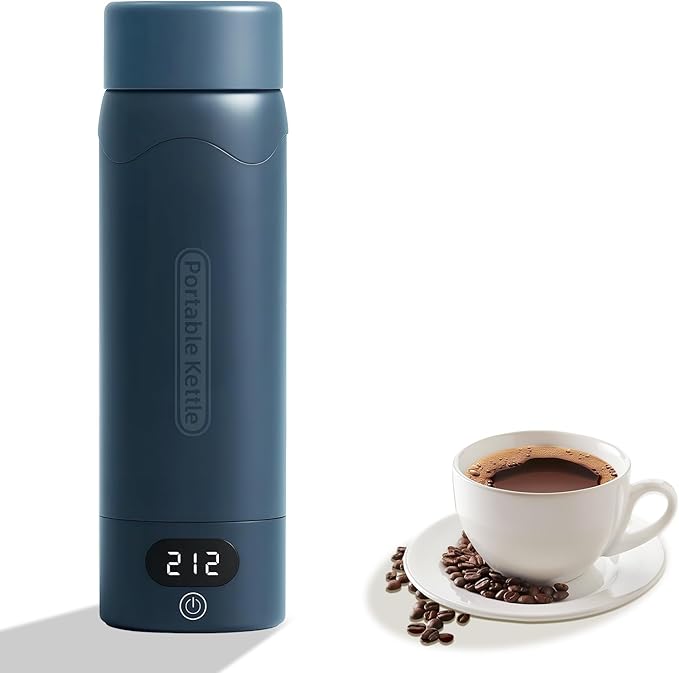 Travel Electric Kettle Portable Mini Kettle,316 Stainless Steel 16.91Oz,Small Hot Water Boiler with 4 Temperature Settings,Fast Boiling Water with Auto Shut-Off and Boil Dry Protection(Blue Spruce)