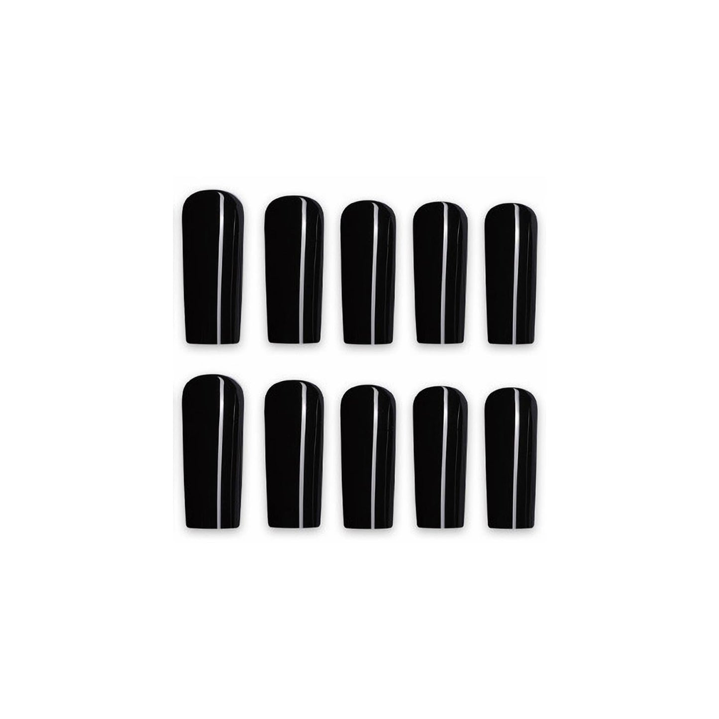 MISUD Press on Nails - Long Square Glue on Nails with Goth Black, Acrylic Gothic Design 24 pcs