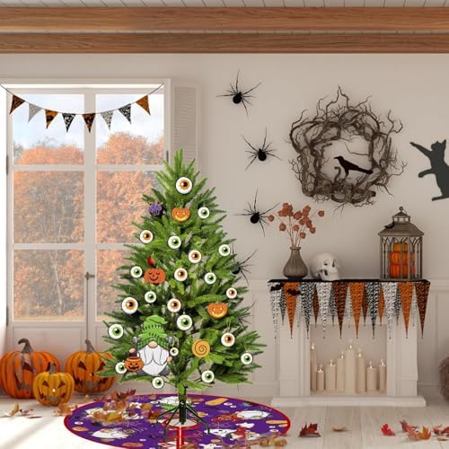 clothmile Fall Tree Skirt Halloween 36 Inch Reversible Fall Halloween Double Sided Print Mat Christmas Party Supplies for Home Tabletop Trees Holiday Decoration