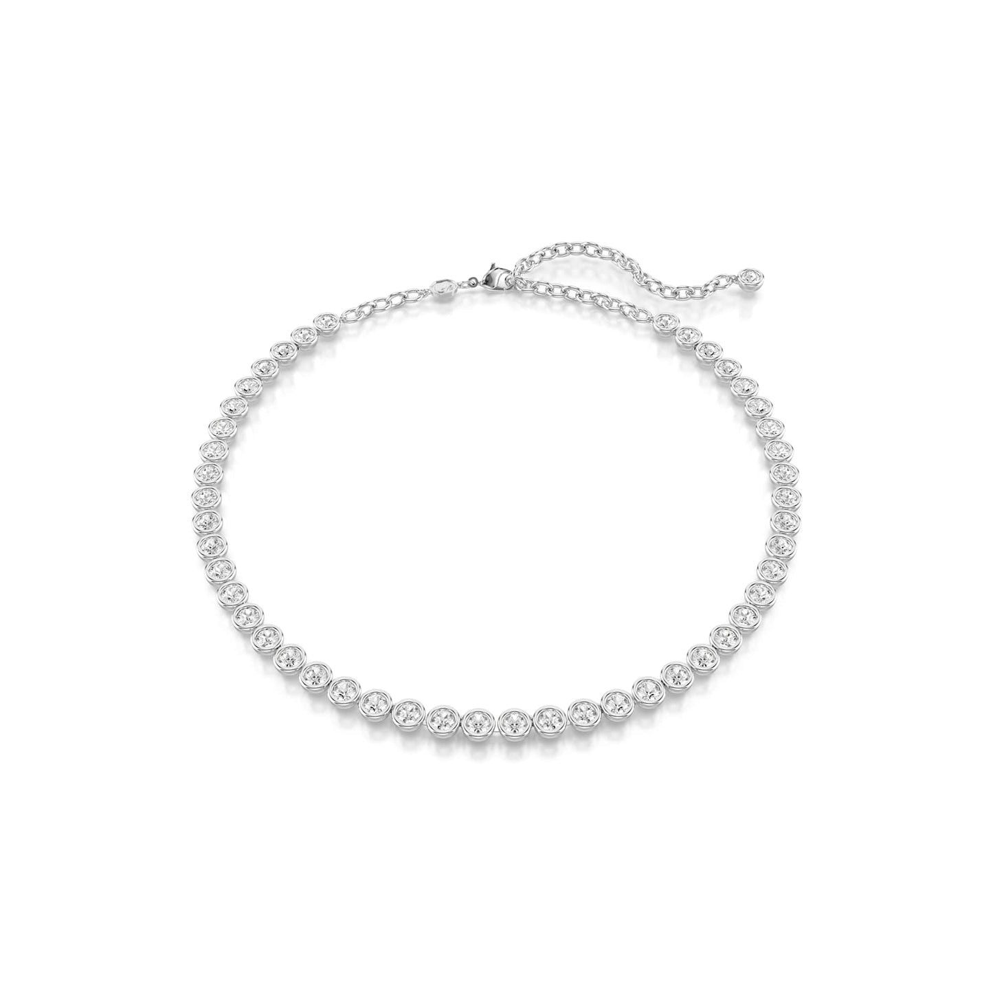 Swarovski Imber Tennis Necklace, All-Around Strand with Clear Round-Cut Crystals in a Rhodium-Finished Setting, Part of the Imber Collection