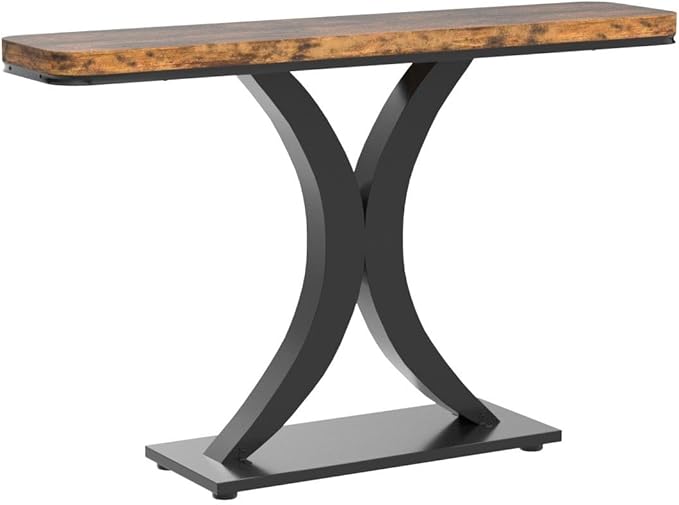 Tribesigns Industrial Console Table, 40 inch Narrow Entryway Foyer Table with Geometric Base, Rustic Hallway Accent Table for Living Room, Entrance