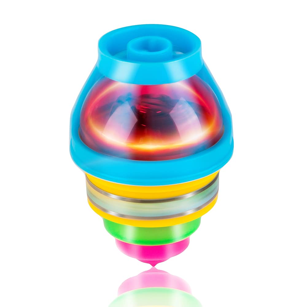 PROLOSO 15-Pack Light Up Flashing UFO Spinning Tops with Gyroscope Novelty Bulk Toys Party Favors