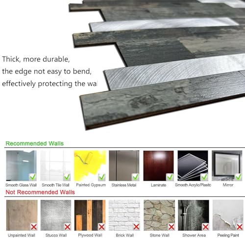 10-Sheet Peel and Stick Backsplash Tile, PVC Mixed Meta,l Stick on Kitchen, Bathroom Vanities, Fireplace Décor, Laundry Table(11.2" X 12.7") (10, Wooden Green+Frosted Silver) - color: Wooden Green+Frosted Silver