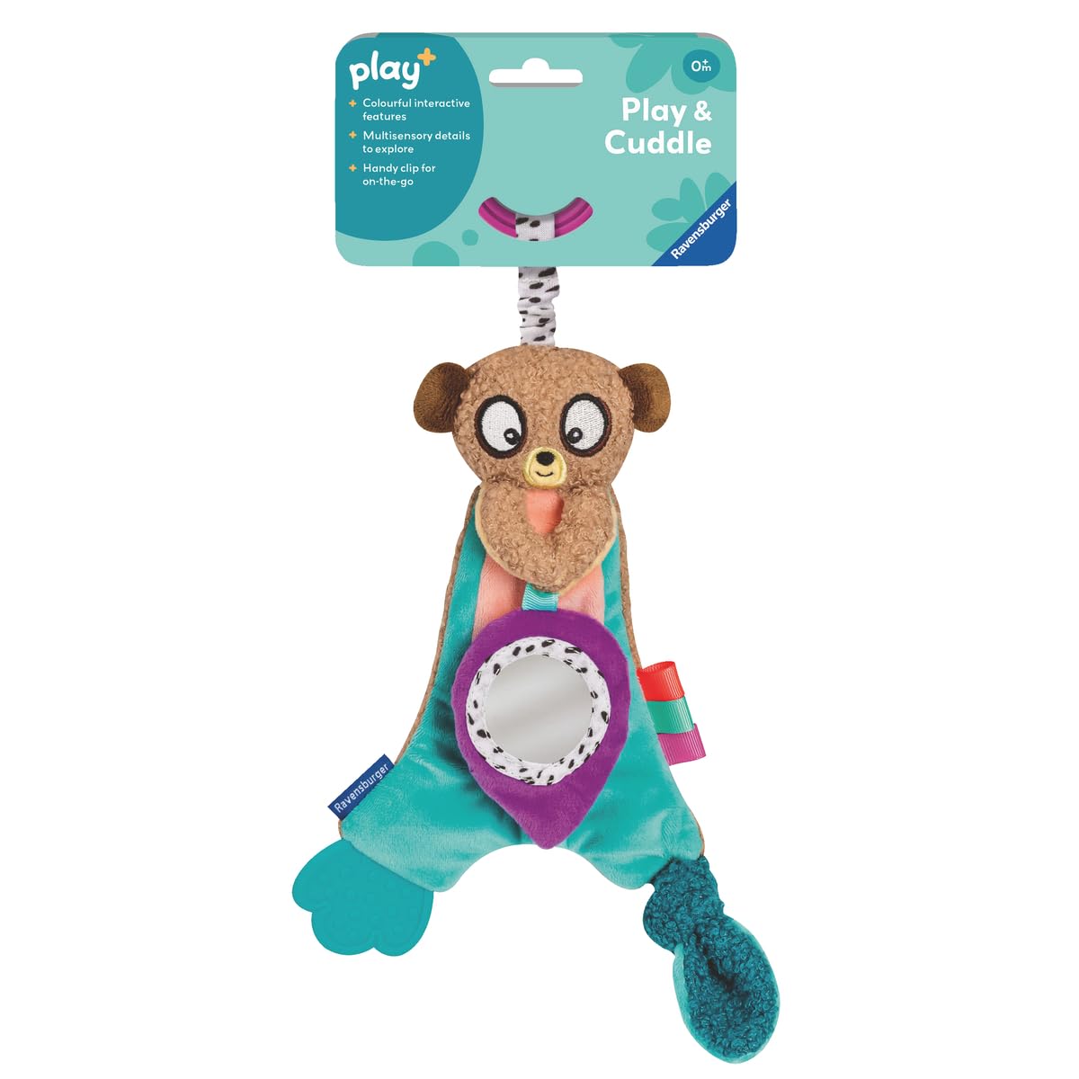Ravensburger Play+ Crinkle & Chew - Meerkat | Soft Plush with Teething Edge | Multisensory Details | Fine Motor Fun