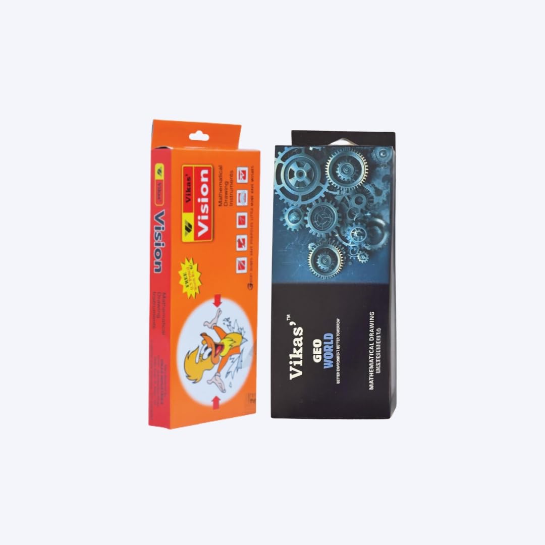 Vikas Vision + Geo World Geometry Box Combo | Metal Geometry Boxes with Full Math Instrument Kit | Ideal for Class 4–12 & Engineering Students | Exam-Ready School Combo Set