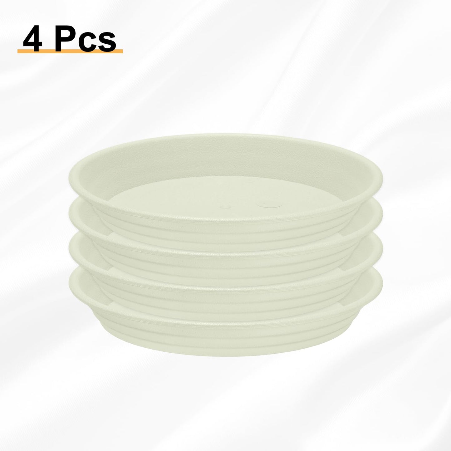 HARFINGTON 4pcs Plastic Plant Saucer 6.1" Round Drip Trays Flower Pot Saucers Flower Base Bottom Drainage Tray for Indoors Outdoors Planters, Beige