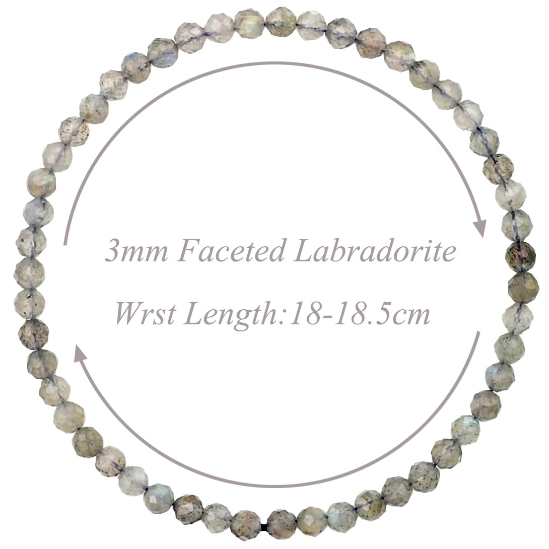MASSIVE BEADS Natural Genuine Gemstone Beads Healing Crystal Chakra Reiki Jewelry Faceted Round Beads Bracelets (Labradorite, 3mm)