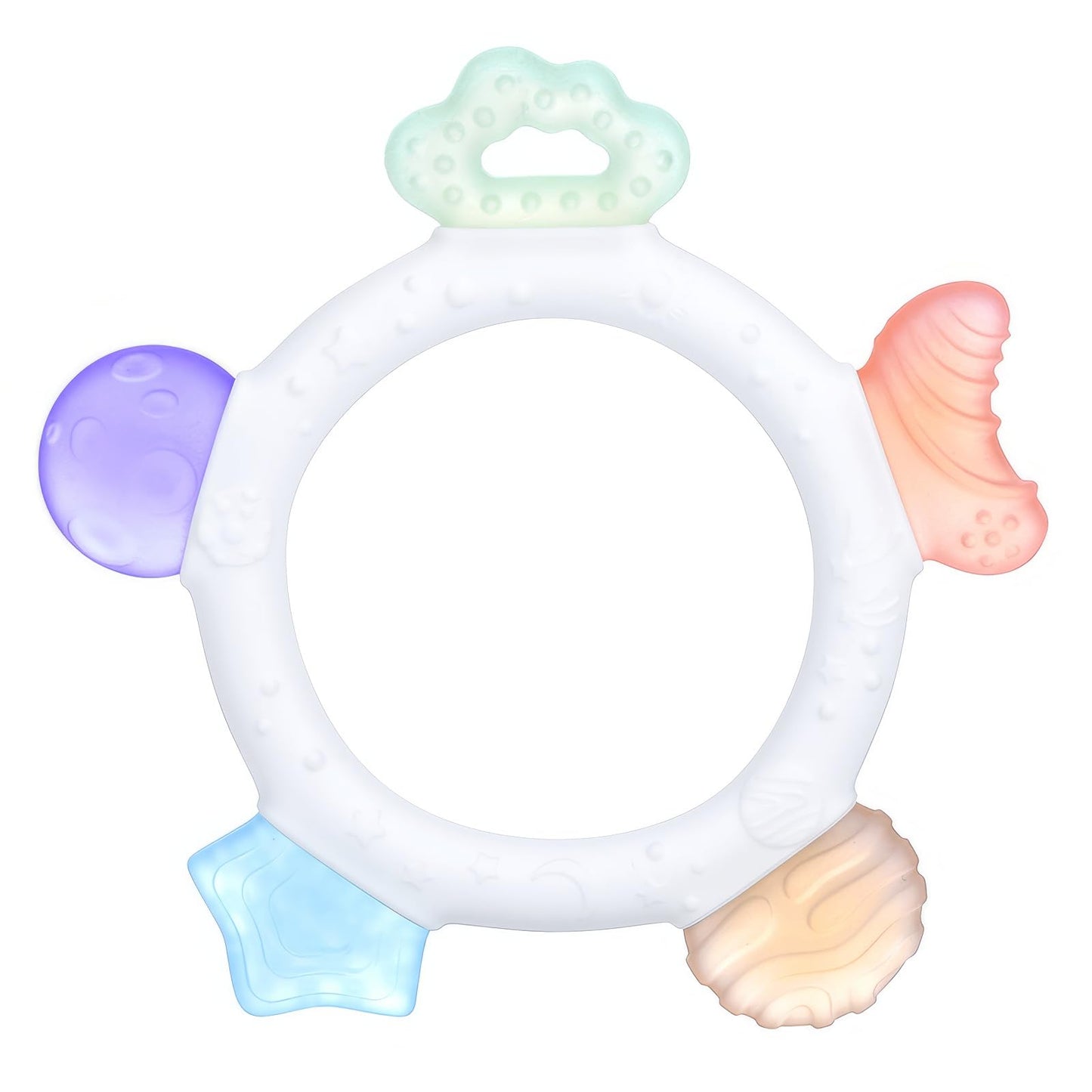 Baby Teething Ring Toys Frozen Silicone Teethers for Babies 0-6-12 Months, Sensory Teething Gums Chew Infant Toys, Boy Girl Baby Gift