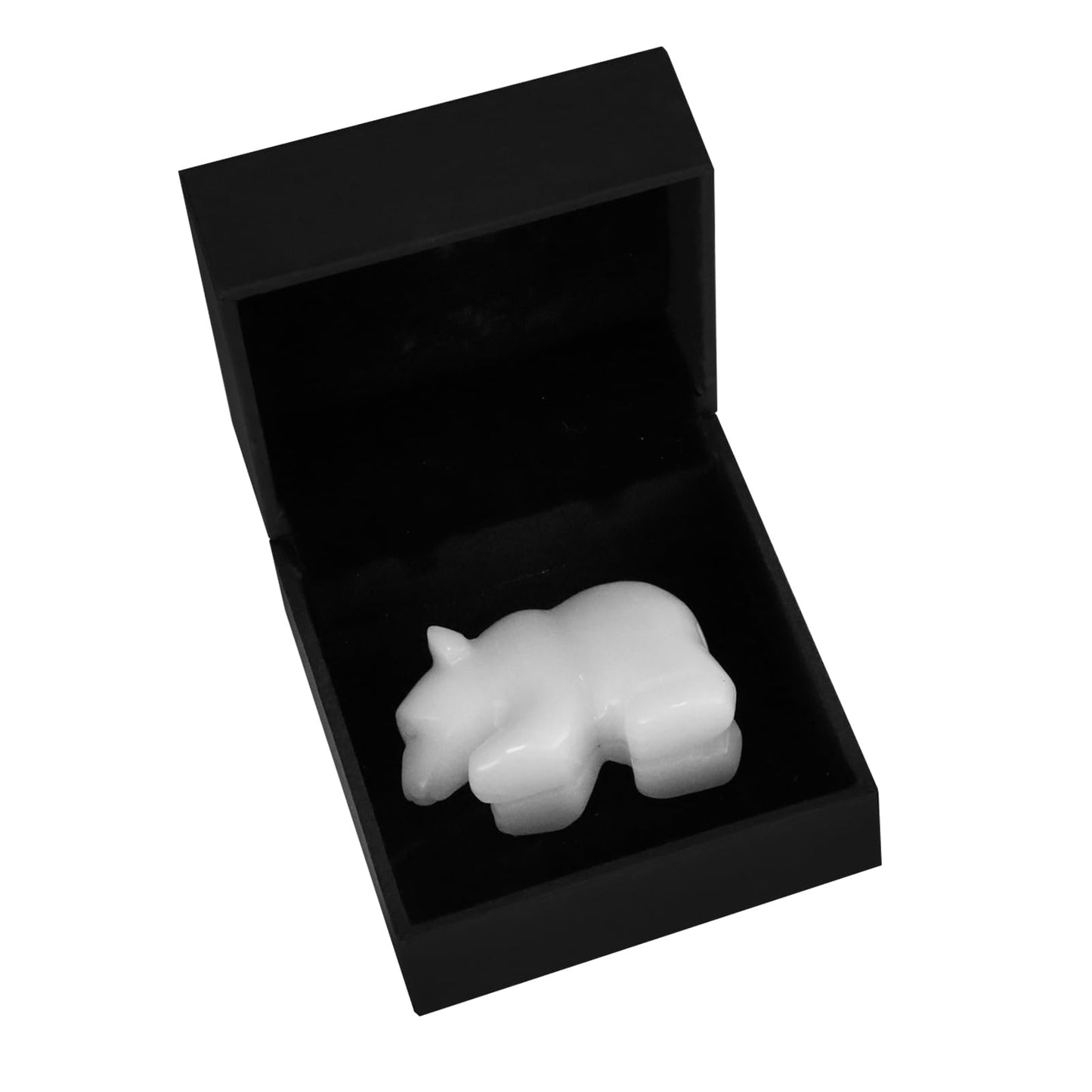 SMQ 2" Crystal Bear Statue, Natural Gemstone Handmade Figurine Sculpture, Healing Crystal Animal Stone Office Home Decor Collectibles Gift (White Jade)