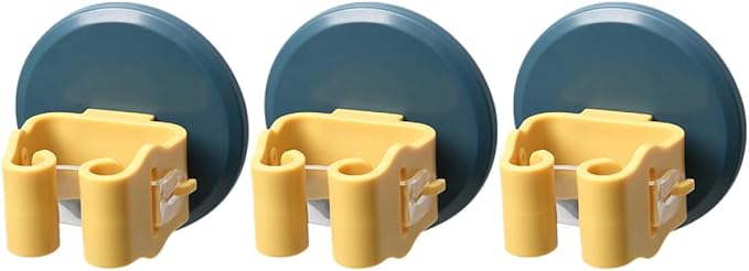 SHERCHPRY 3pcs Mop and Broom Holder Suction Cup Clamps Wall-mounted Non-slip Cleaning Tool Grippers for Kitchen Bathroom Storage Organizer