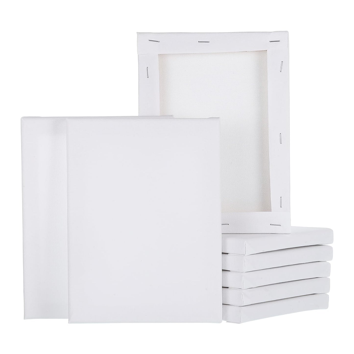 MECCANIXITY 8 Pcs Stretched Canvas for Painting, 6 x 8 Inch Blank Artist Boards 4/5 Inch Profile Cotton Canvas Panels for Beginners Professionals,White