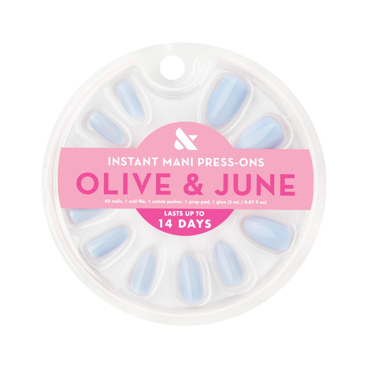 Olive & June Instant Mani Press-On Nails (Glue) | 42 Fake Nails, 21 Sizes | Non-Toxic, Long-Lasting Recycled Materials Realistic Look | Salon-Quality | Spring Flowers & Patterns |Medium, Almond | BP