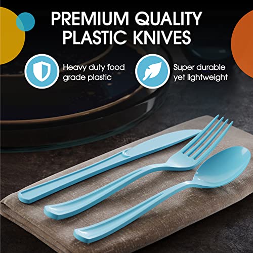 Party Solids Light Blue Plastic Forks 200 Pcs Light Blue Forks Disposable Utensils Heavy Duty Plastic Cutlery Set Disposable Cutlery Sets Flatware Sets Silverware Set Party Supplies & Party Tableware - color: Light Blue