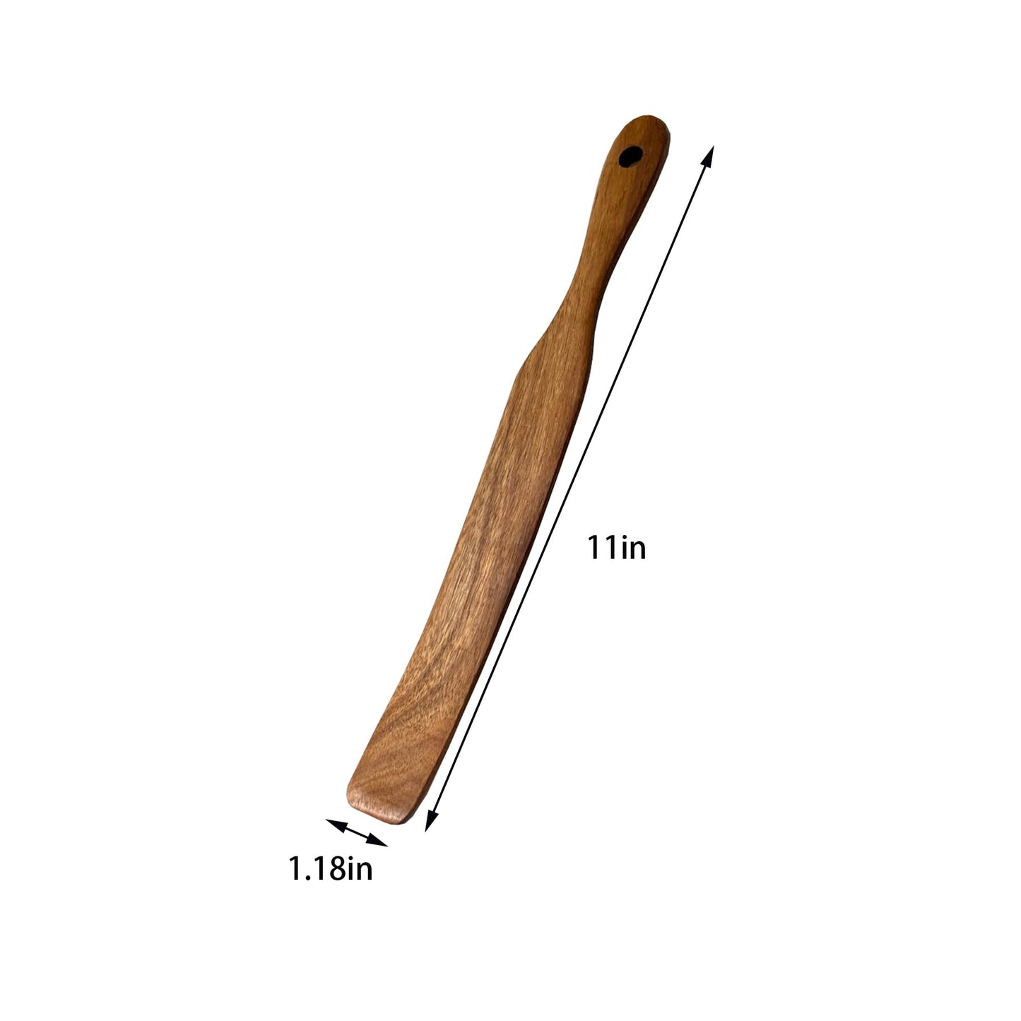 Skinny Wooden Spurtle Spatula for Sourdough Starter, Baking & Cooking, Non-Scratch Dough Scraper and Jar Mixing Tool, Ergonomic Stirring Stick for Canning, Spreading & Kneading (11 Inches)