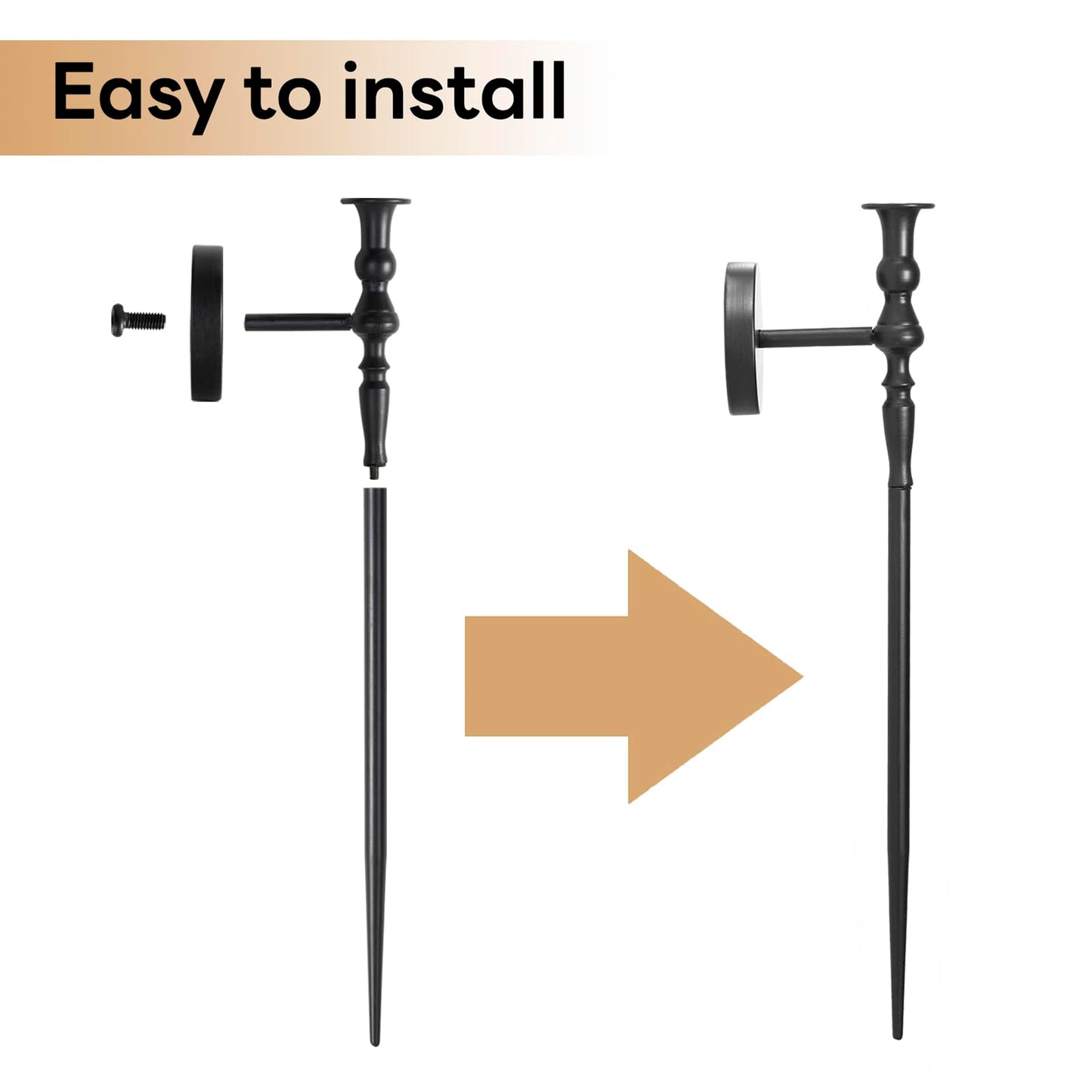 Tim&Lin Wall Sconce Candlestick Holder Set of 2, Large Black Scepter Gothic Design Metal Wall Candle Holder, Home Wall Decoration for Living Room, Bathroom, Dining Room