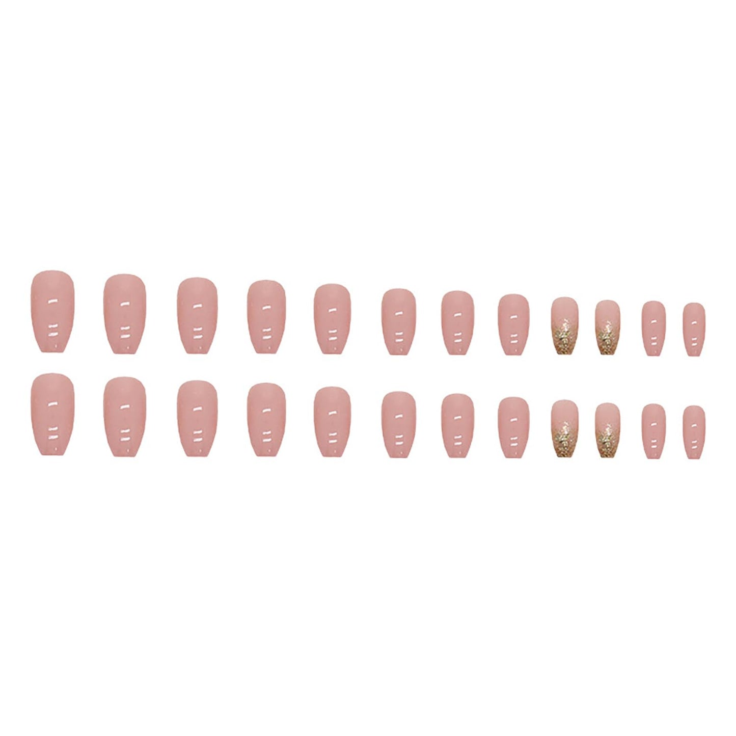 SWEKKE Medium Coffin Nude False Nails - 24pcs Full Cover Glossy Glue On Manicure Set with Nail Glue