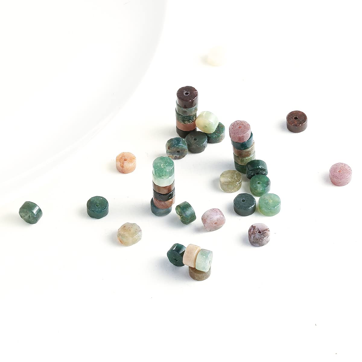 Natural Indian Agate Stone Spacer Beads 6x3mm 38cm/str Flat Round Loose Semi Gemstone Caps for Making Bracelets Necklace