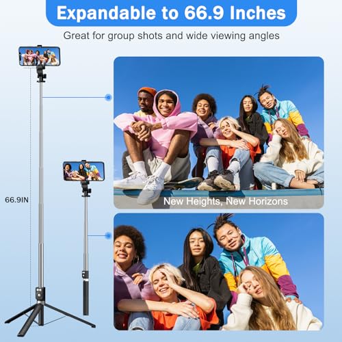 Selfie Stick Tripod with Fill Light, Phone Selfie Stick,Durable Stainless Steel Design,Bluetooth Remote Control,and Stable Three-Legged Support for Live Broadcasts,Video Shooting (Black) - color: Black