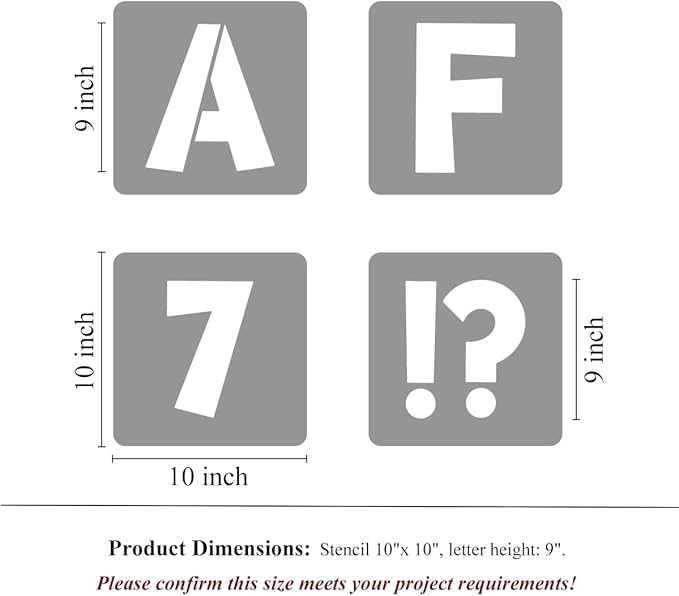 REOLAN 9 Inch Letter Stencils for Painting - 42 Pack Alphabet Letter and Number Stencil Templates with Signs for Painting, Reusable Letters Numbers Stencils for Chalkboard Wood Crafts & Wall Decor