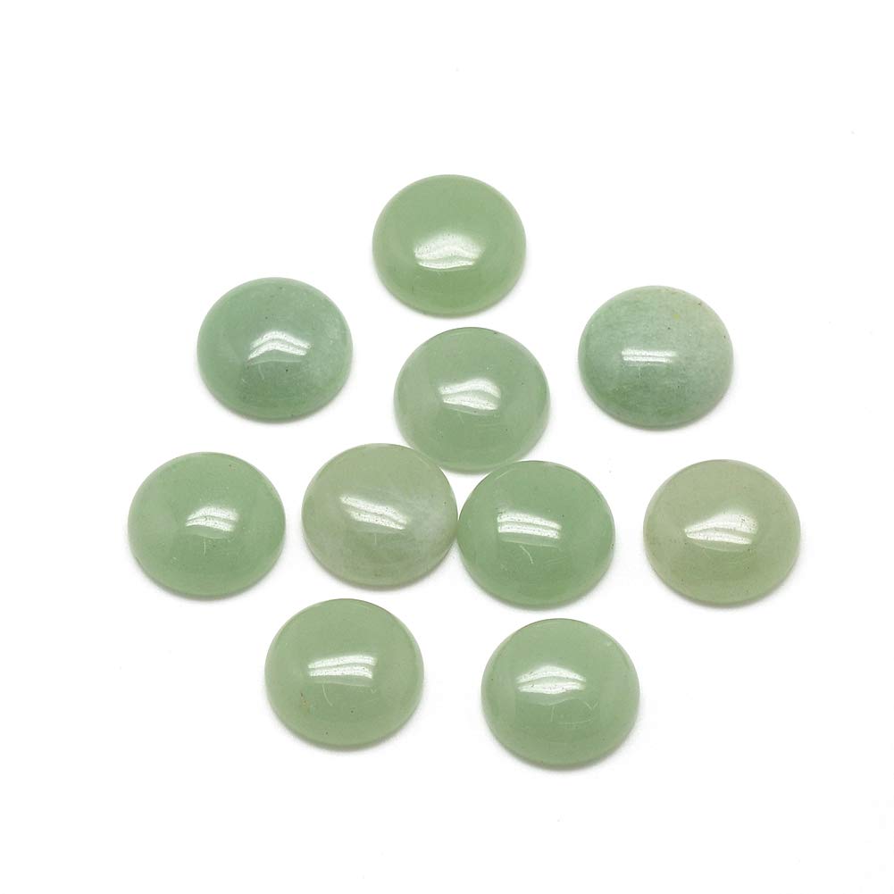 Fashewelry 50Pcs Natural Green Aventurine Cabochon Stone Half Round Beads 6mm Tiny Flat Back Gemstone Chakra Healing Crystal Cover Cabs for Jewelry Making