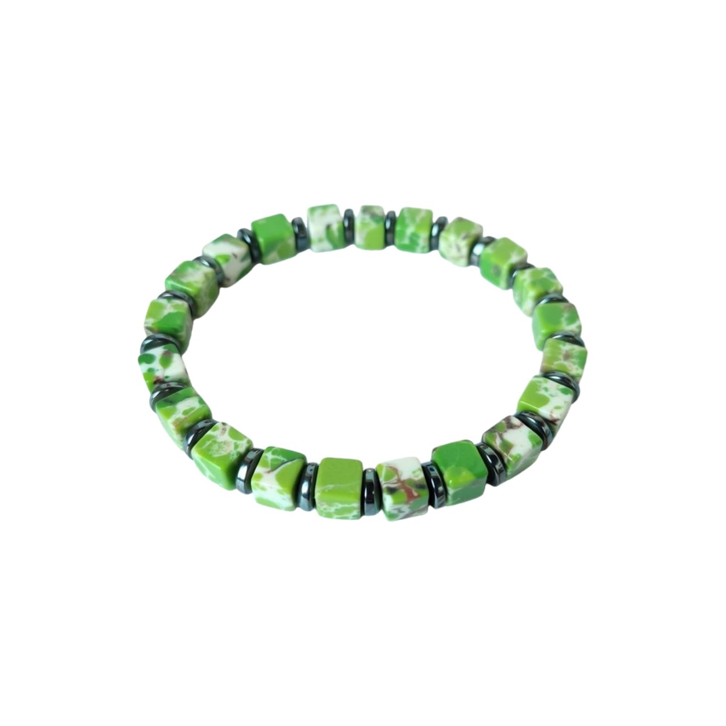 MQCEHTI Nature Stone Bracelet for Women, Boho Beaded Chakra Turquoise Jasper Handmade Stretch Healing Western Jewelry (Light Green)