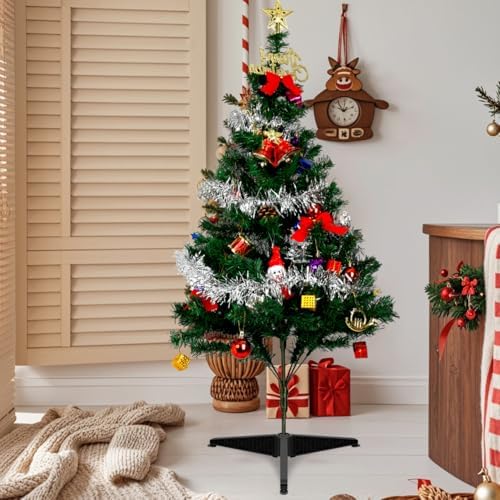 SEWACC Small Christmas Tree Stand, Plastic Christmas Tree Base Holder, Artificial Trees Pole Support, Black, 21.77 x 21.77 x 2.71 Inch