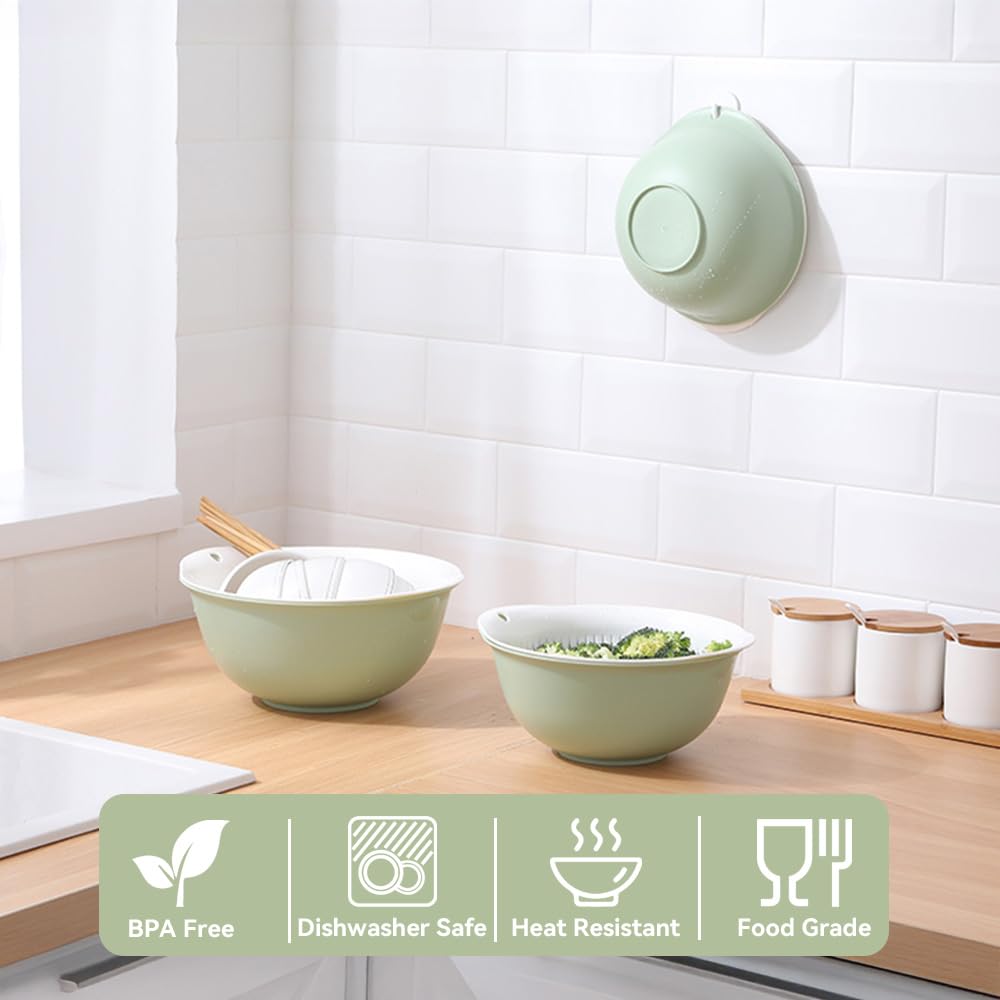 LUMUMIX Colander Bowl Set of 2, Nesting Large Capacity Plastic Food Strainer for Pasta, Vegetables and Fruits Washing Draining Basket, Space Saving, BPA Free