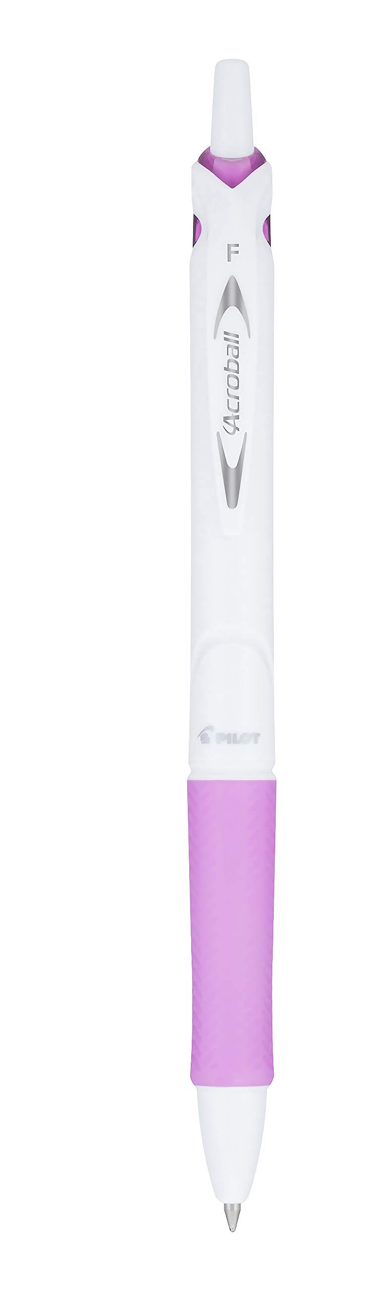 PILOT Acroball Pure-White Advanced Ink Refillable & Retractable Ball Point Pens with Purple Accents, Fine Point, Purple Ink, 12-Pack (31854)