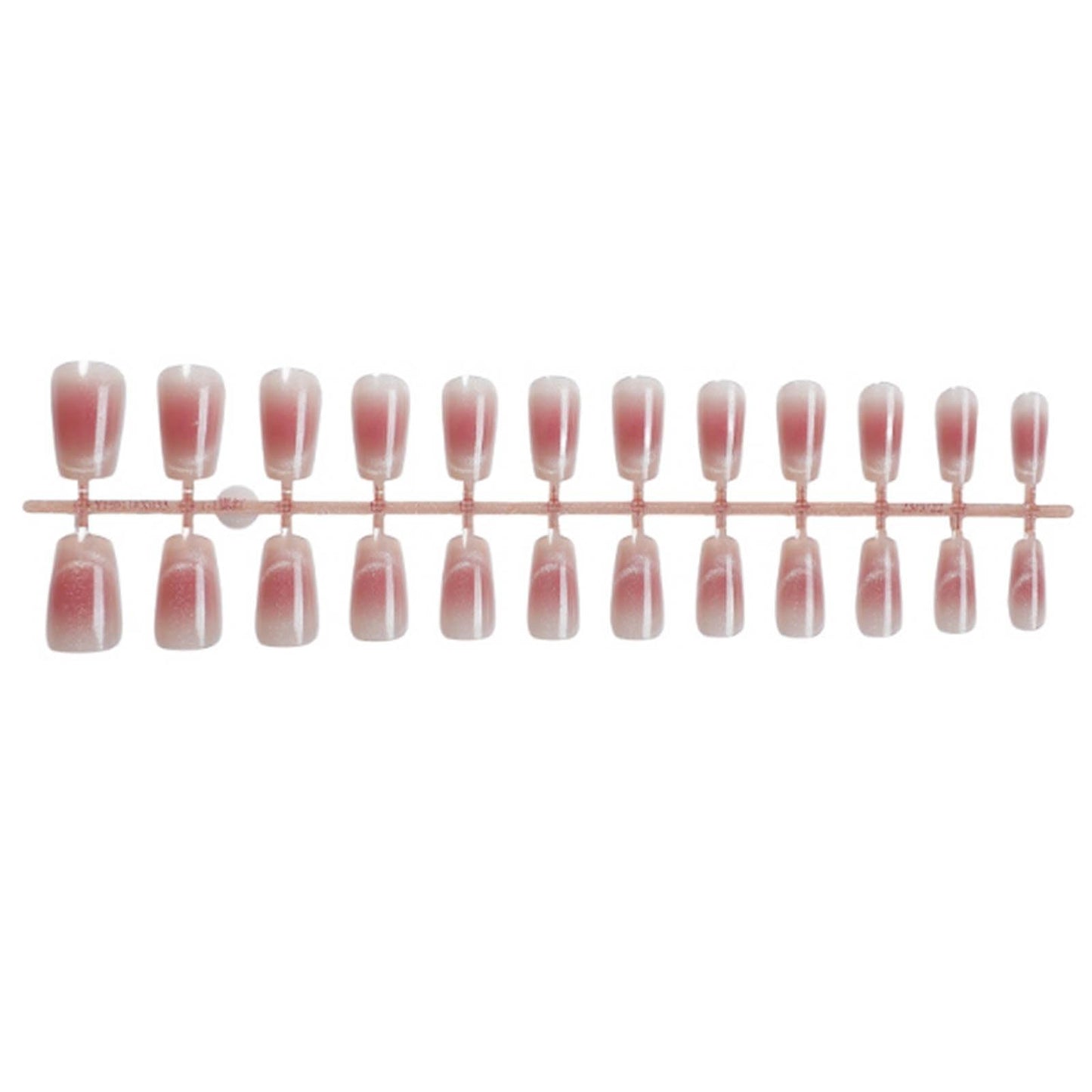 Gifiky 24Pcs French Tip Press on Nails - Short Coffin False Nails with Acrylic Galaxy Design, Gradient Nude Fake Nails for Women,Reusable Glue on Nails Full Cover Tips