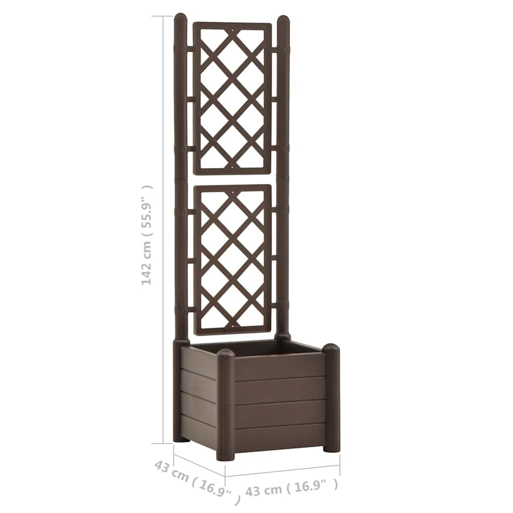 Mocha Garden Planter with Trellis, Large Square Polypropylene Pot for Climbing Plants, Indoor Outdoor Decorative Home Decor