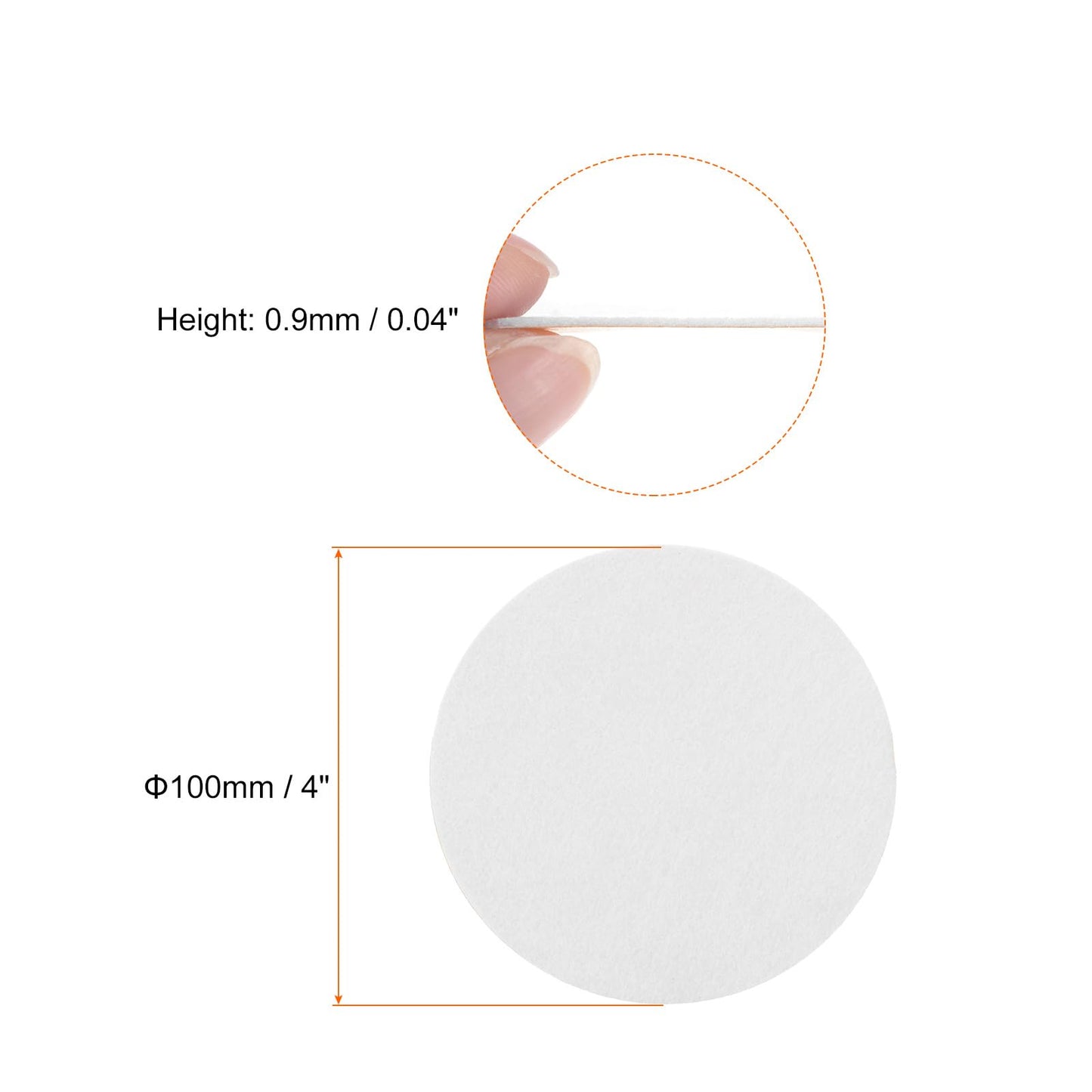 HARFINGTON 50pcs Round Adhesive Felt Circles, 100mm 4" Pre Cut Felt Craft Stickers Non-Woven Mini Felt Fabric Circles for DIY Sewing Handcraft Cut Projects Craft Finishing, White