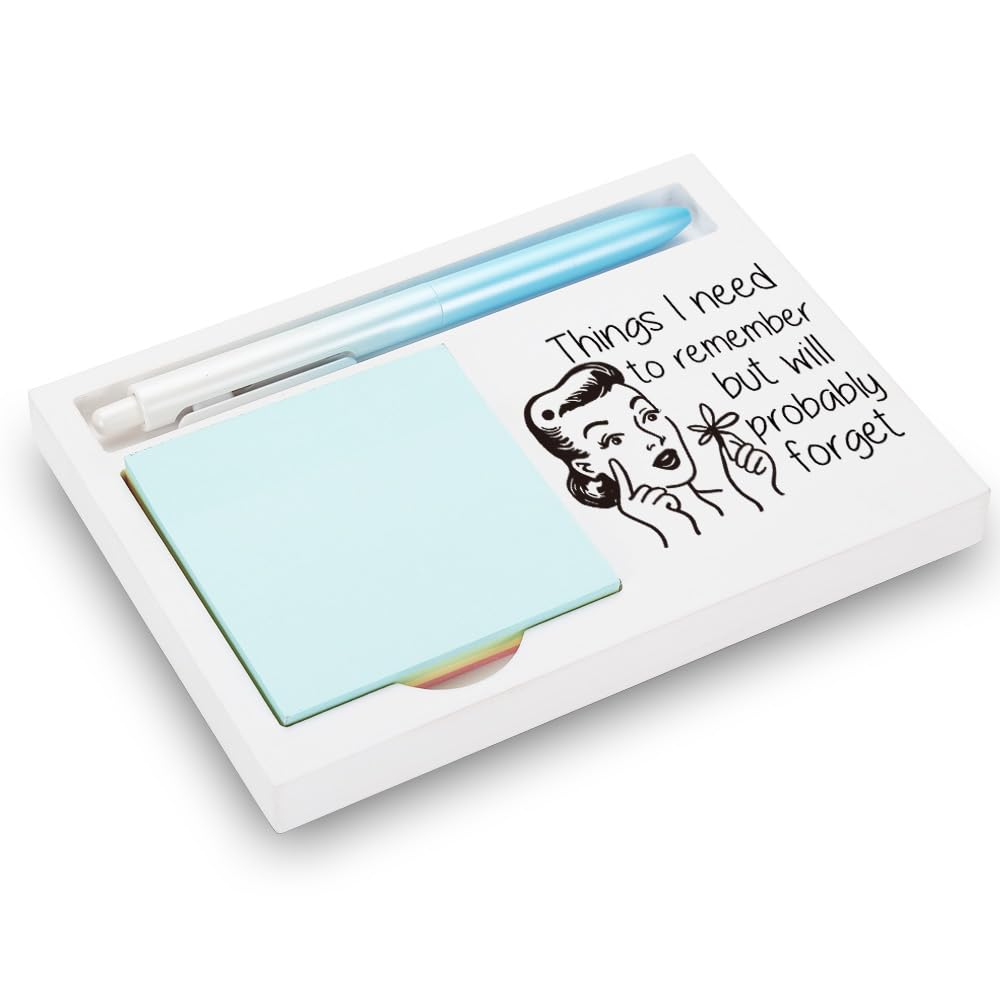 Memory Aid Appreciation Gift, Motivational Gift for Forgetful Friends, Encouraging Present for Busy Individuals, Wooden Sticky Note Holder, 16.5 x 12 x 1.5 cm, XXW25