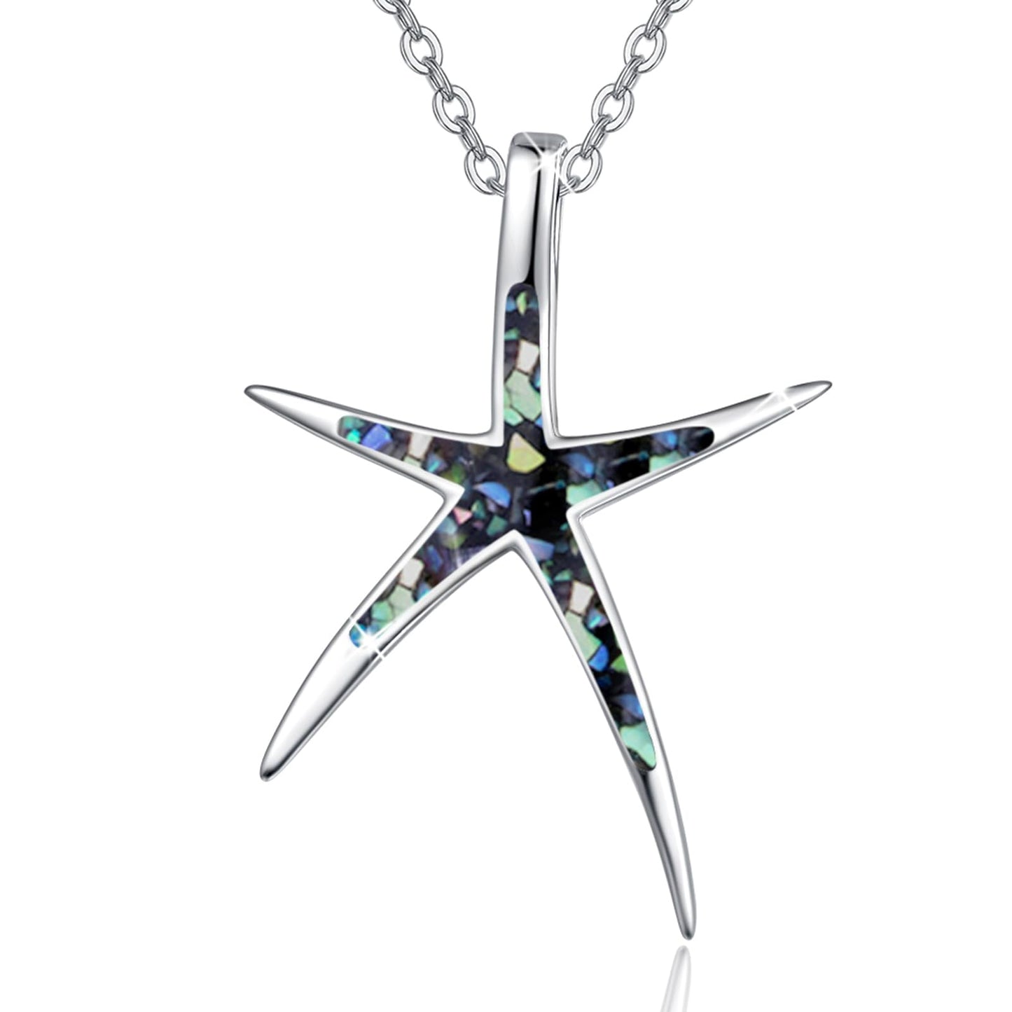 Cuoka Starfish Pendant Necklace with Abalone Shell for Women Adjustable Chain Hypoallergenic Fashion Trendy Chic Seashell Ocean Beach Sea Surfer Summer Holiday Jewelry Gift