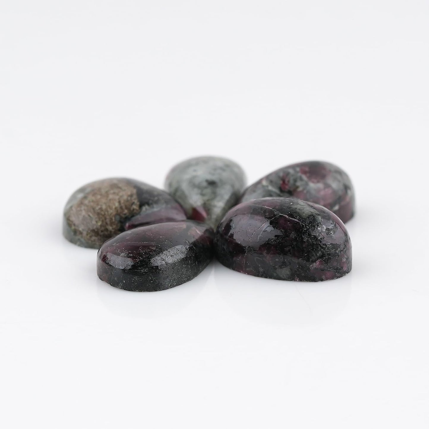 CRYSTALIS Wholesale 5pcs Natural Eudialyte Loose Gemstone Bulk Cabochons Jewelry Making Supply from Norway, Chakra Healing Polished Stones, Wire Wrapping, DIY, Gem Collection