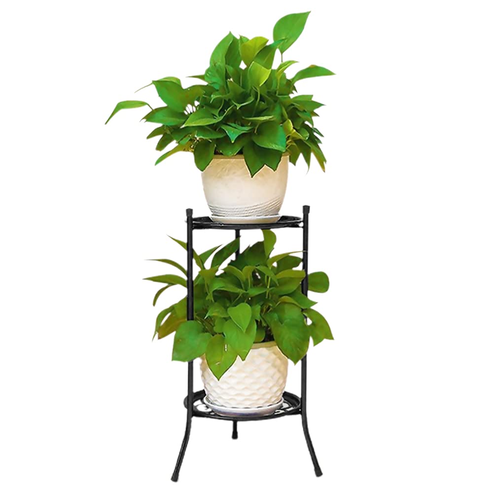 GOWENIC Heavy Duty Potted Plant Stand, Double Layer Metal Flower Pot Rack for Indoor Outdoor, Plant Rack for Patio Balcony