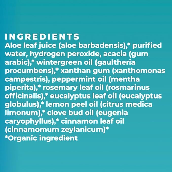 Essential Oxygen Certified BR Organic Brushing Rinse, All Natural Mouthwash for Whiter Teeth, Fresher Breath, and Happier Gums, Alcohol-Free Oral Care, Wintergreen, 16 Ounce