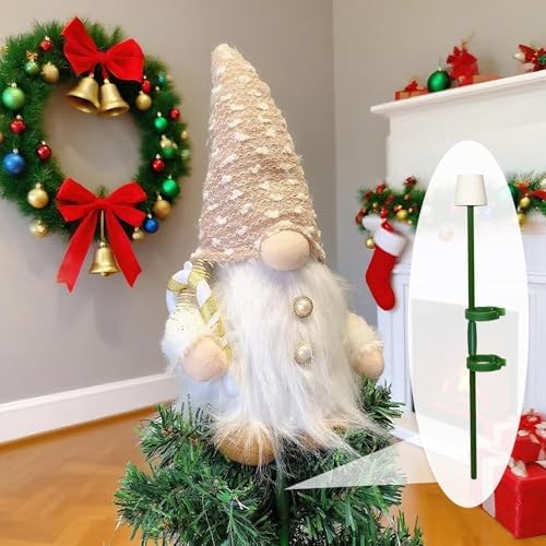 Lighted Swedish Tomte Gnome Christmas Tree Topper with Holder 12 Inch