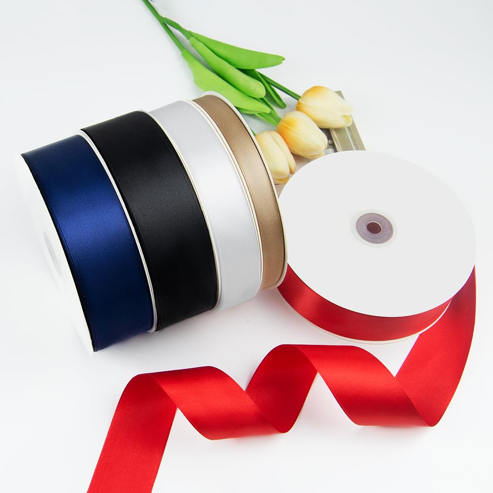 Quhora 1-1/2" x 100 Yards Satin Ribbon - Wide Silk Green Ribbon with Spool - Ideal for Gift Wrapping, Floral Bouquets, Crafts, Wedding Party Decorations, Christmas and Sewing Projects