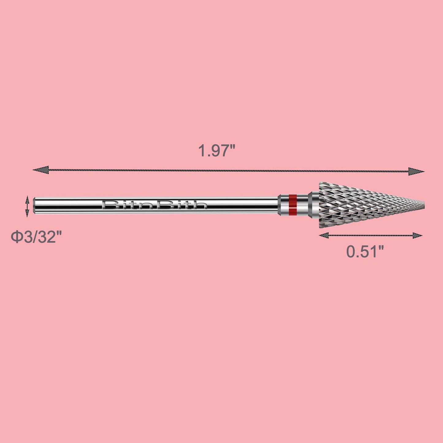 BITNBITH 3pcs Nail Drill Bits Safety 3/32”Professional Acrylic Nail Carbide Tapered Nib Bit for Cuticle Dead Skin Remover,Multifunction Drill Bit for Nail Gel Polishing,Manicure Pedicure