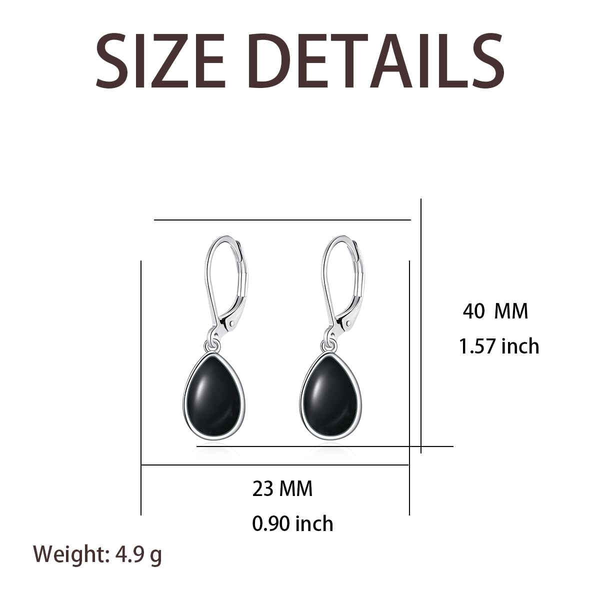 TALYKONG Black Onyx Earrings for Women Teardrop Leverback Dangle Earrings for Women (black onyx earrings)