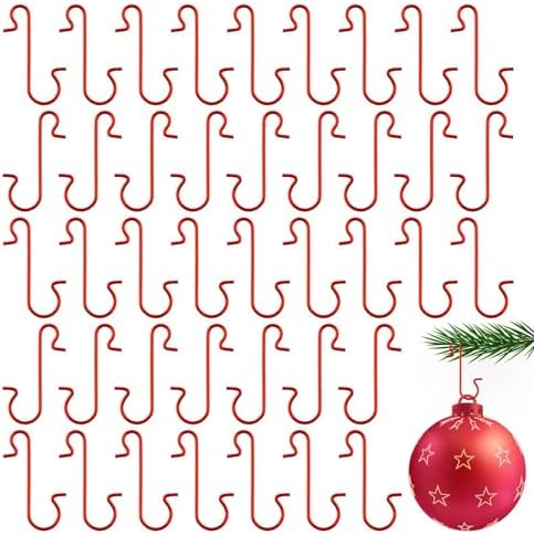 100pcs Christmas Tree Ornament Hooks Metal S-Shaped Hanging Hook Holder Christmas Ball Pendant New Year Party Decoration Christmas Tree Hooks