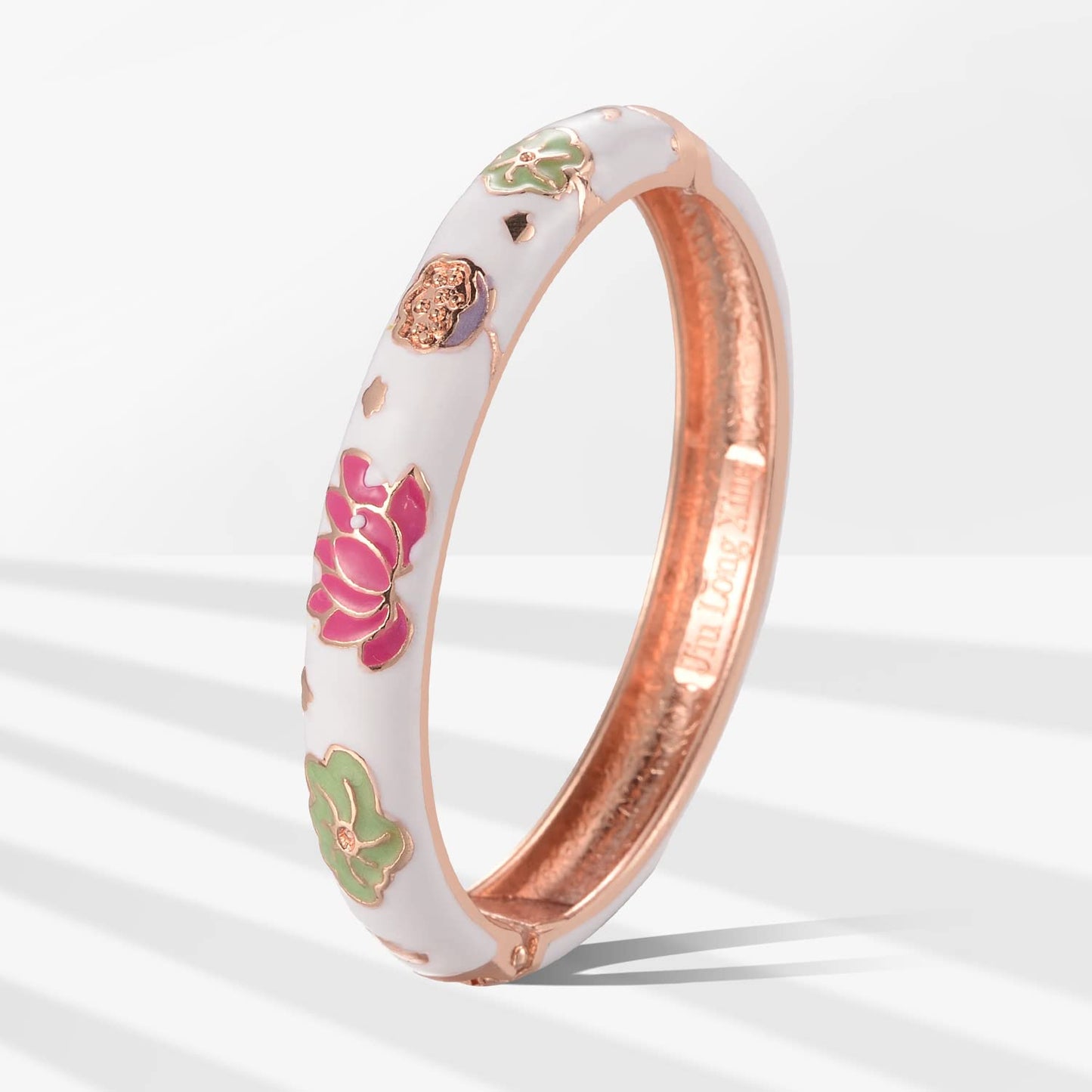 UJOY Flowers Bracelet Multi-Colors Cloisonne Wedding Jewelry Gift Women Enameled Bangles Opening Hinged 55A35 White