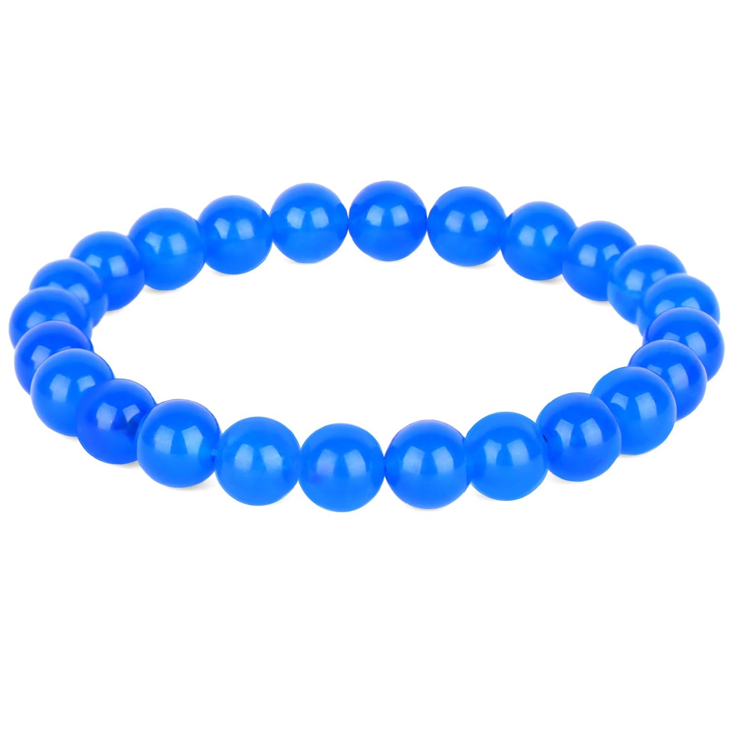 QOGIR Handmade Healing Bracelets,8mm Blue Jade Bracelet - Transformation and Protection - Stone Beads Stretch Bracelet for Women Men