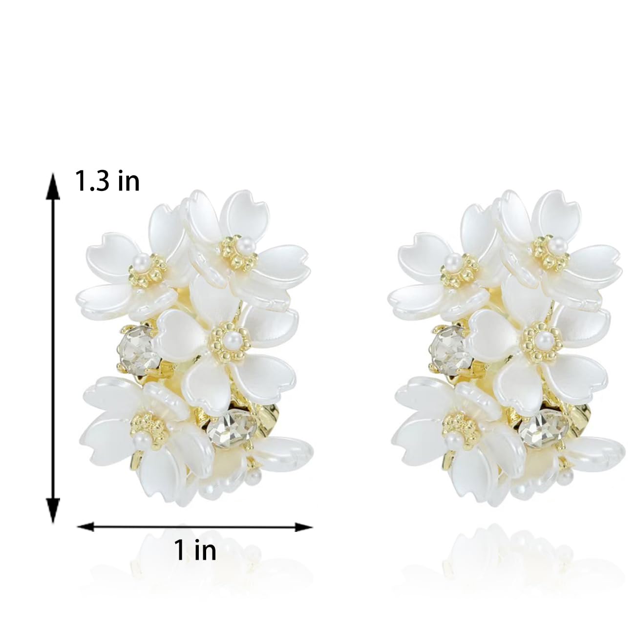 Xalroco Gold Statement Leaf Rhinestone Stud Earrings, Gold Flower Filigree Dangles, Pink/Purple/Yellow Flower Acrylic Earrings (white)